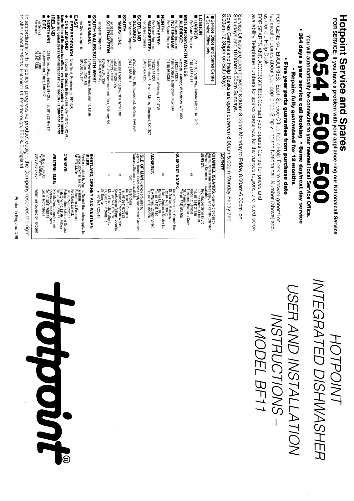 Hotpoint-Ariston HBBF11 User Manual