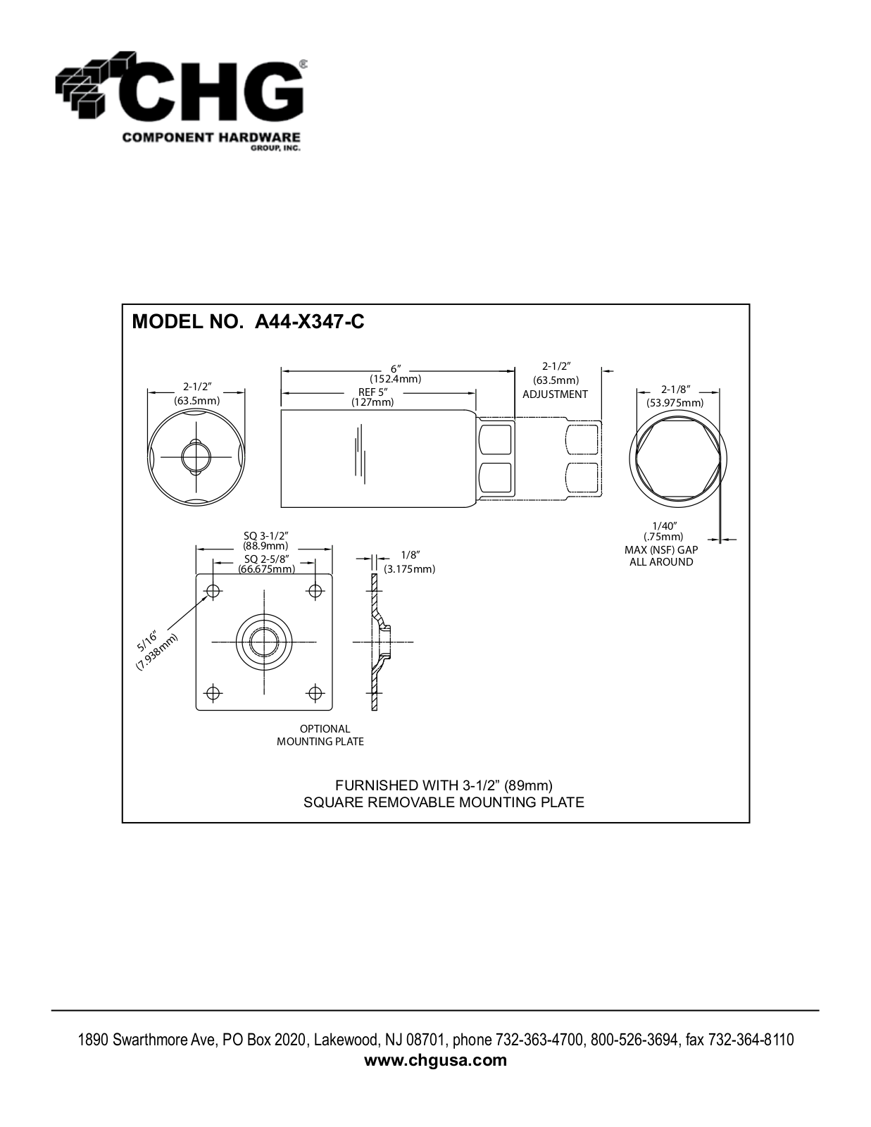 Component Hardware A44-X347-C User Manual