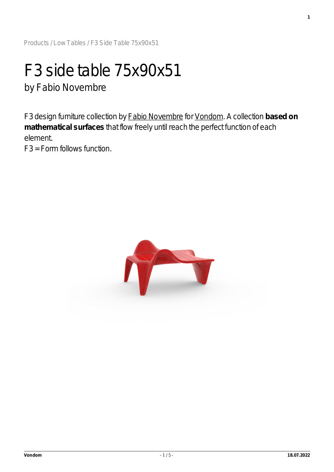 Vondom UCZW3029 Specifications - ManualMachine.com