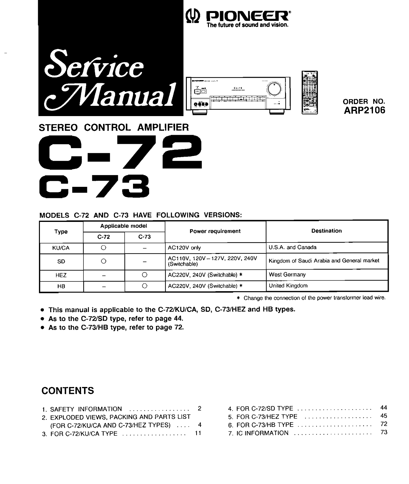 Pioneer C-73 Service Manual