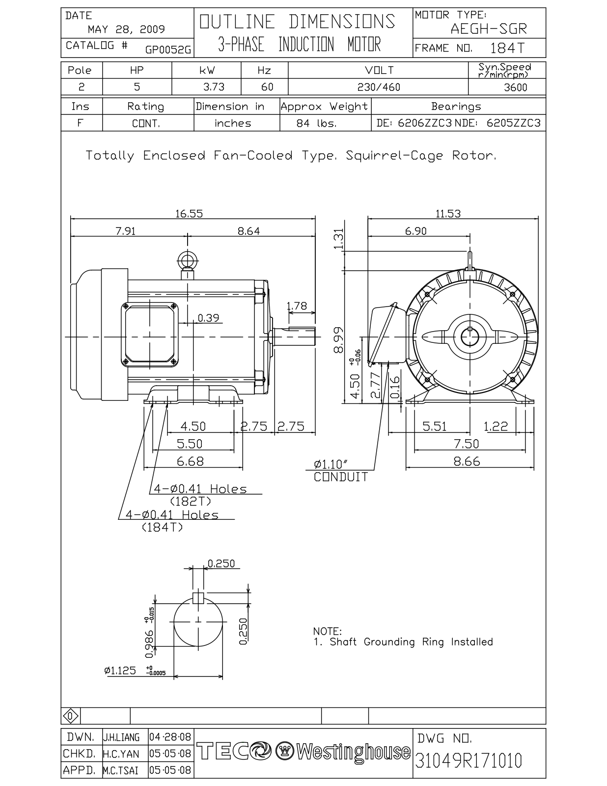 Teco GP0052G Reference Drawing