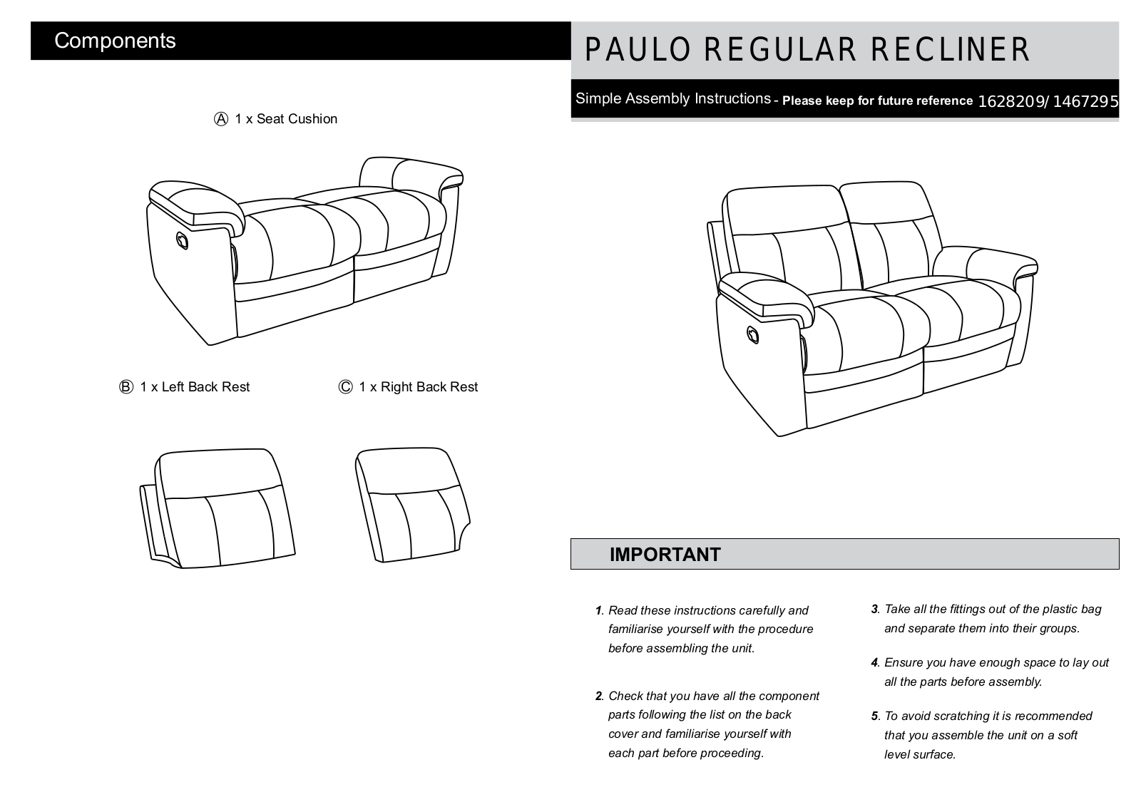 Argos NEW PAULO ASSEMBLY INSTRUCTIONS