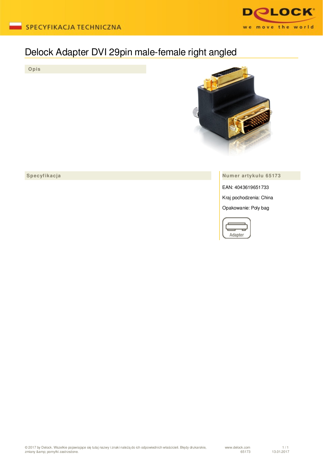 DeLOCK DVI adapter socket User Manual