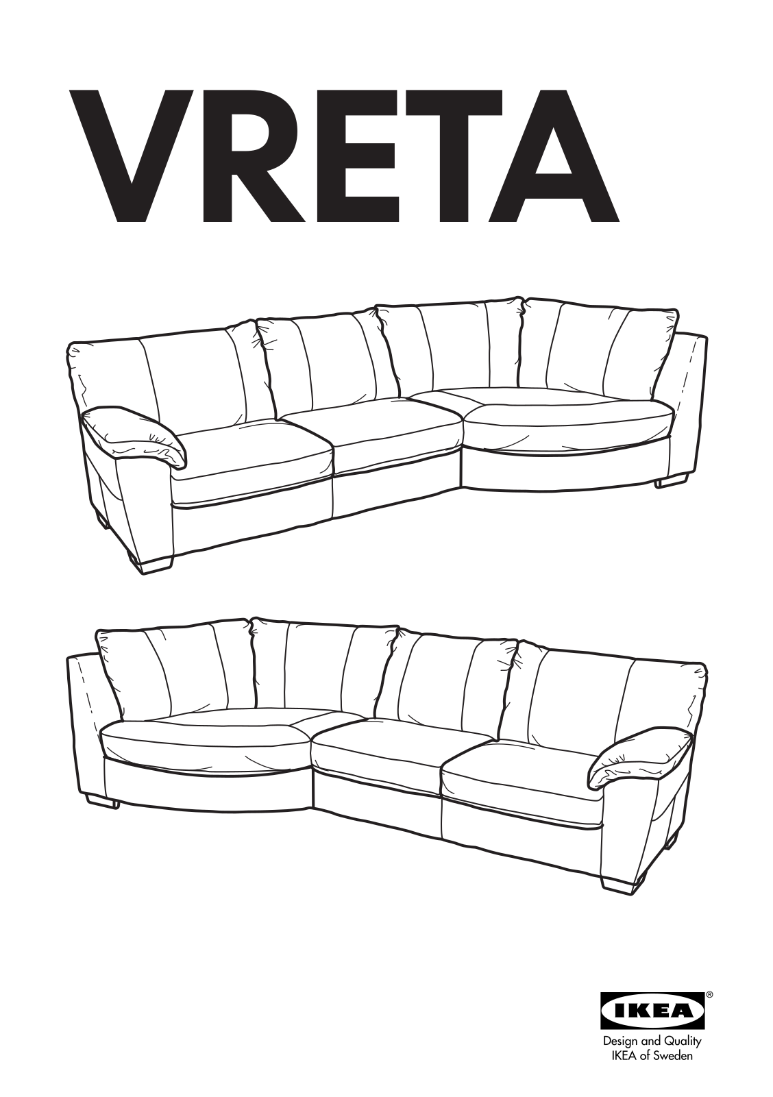 IKEA VRETA CORNER SOFA W ARM LEFT, VRETA CORNER SOFA W ARM RIGHT Assembly Instruction