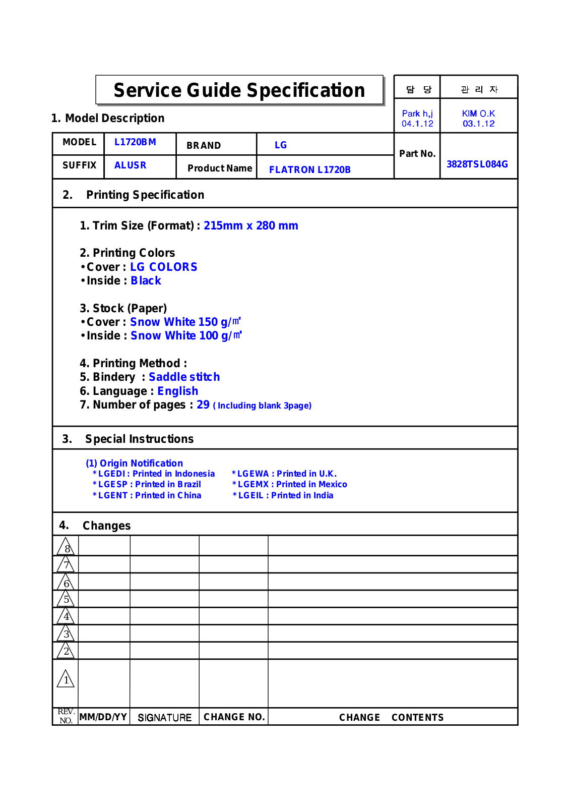 LG L1720BM Service Manual