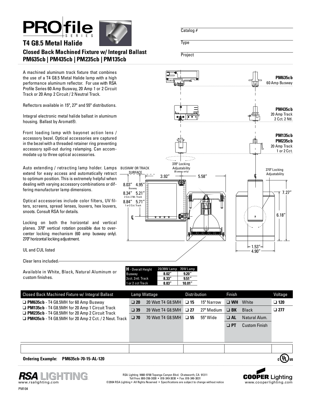 Cooper Lighting PM635cb, PM135cb, PM235cb, PM435cb User Manual