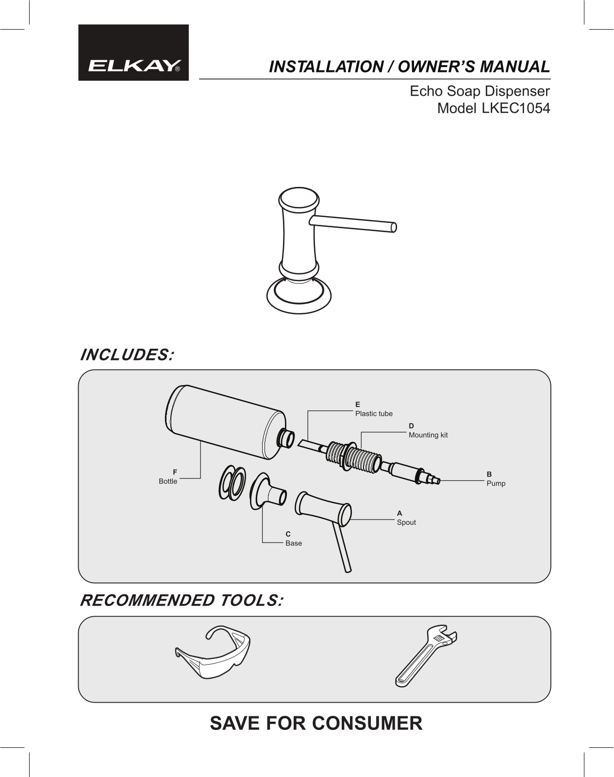 Elkay LKEC1054CR Installation manual