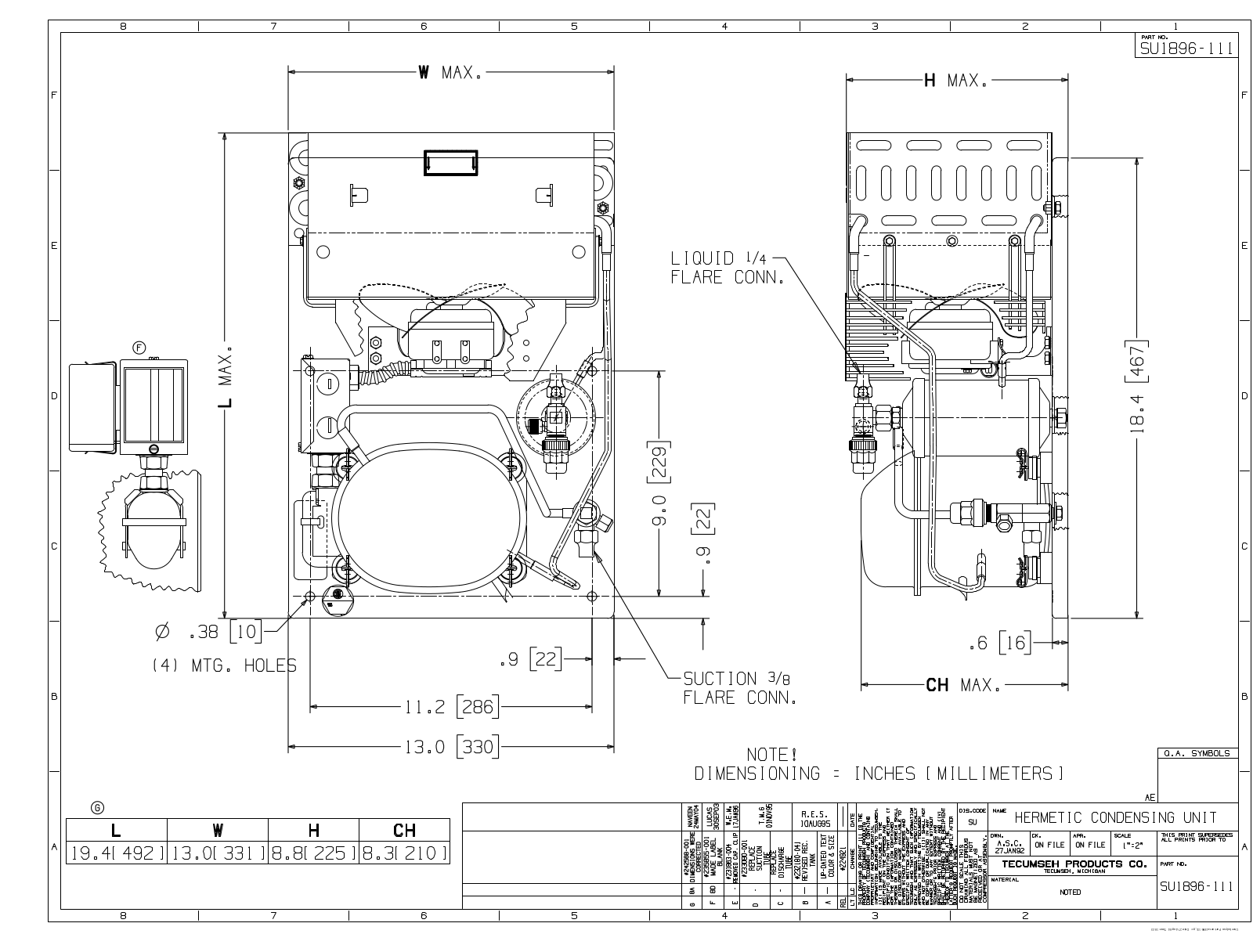 Tecumseh AEA9422ZXAXC Drawing Data