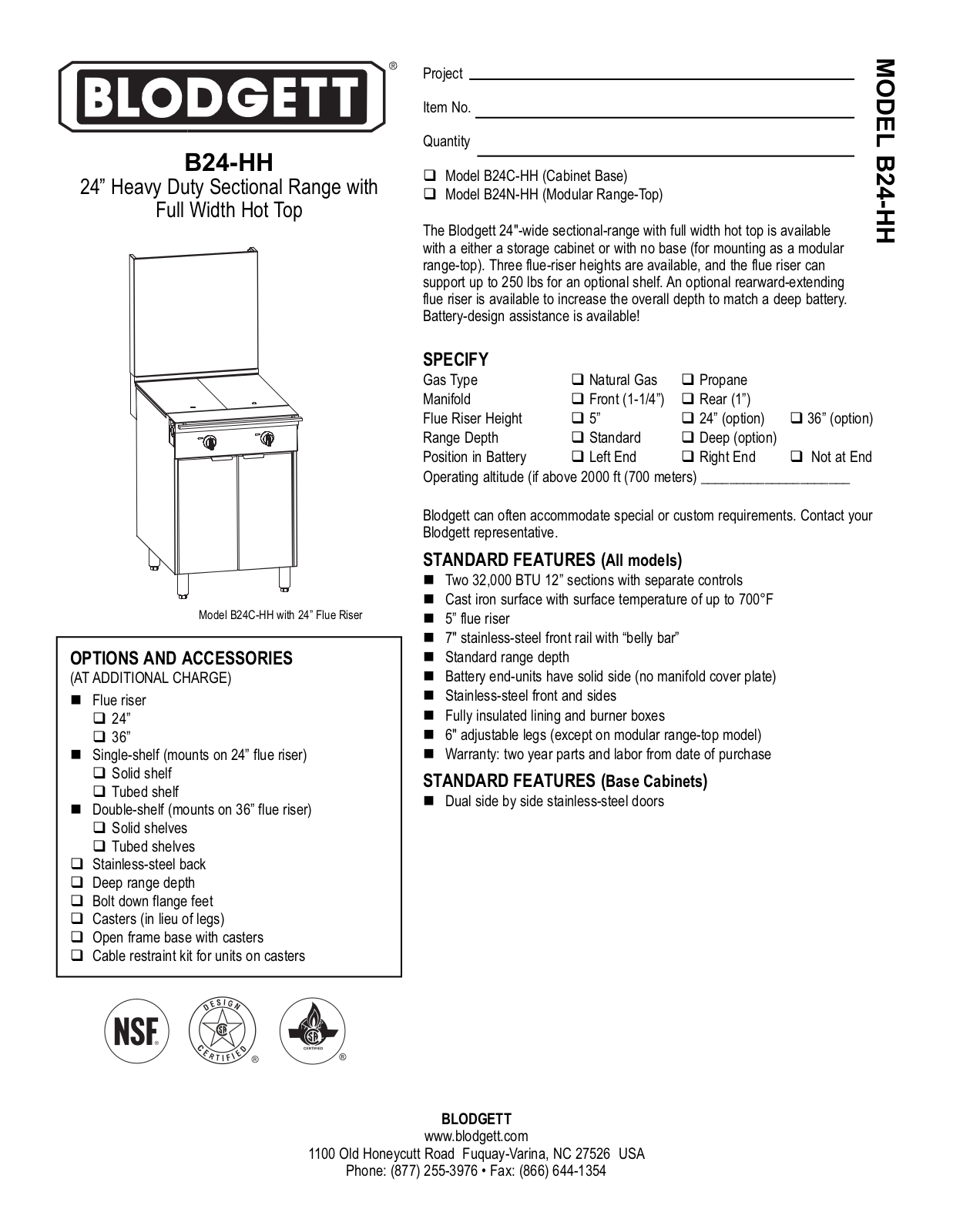 Blodgett B24C-HH User Manual