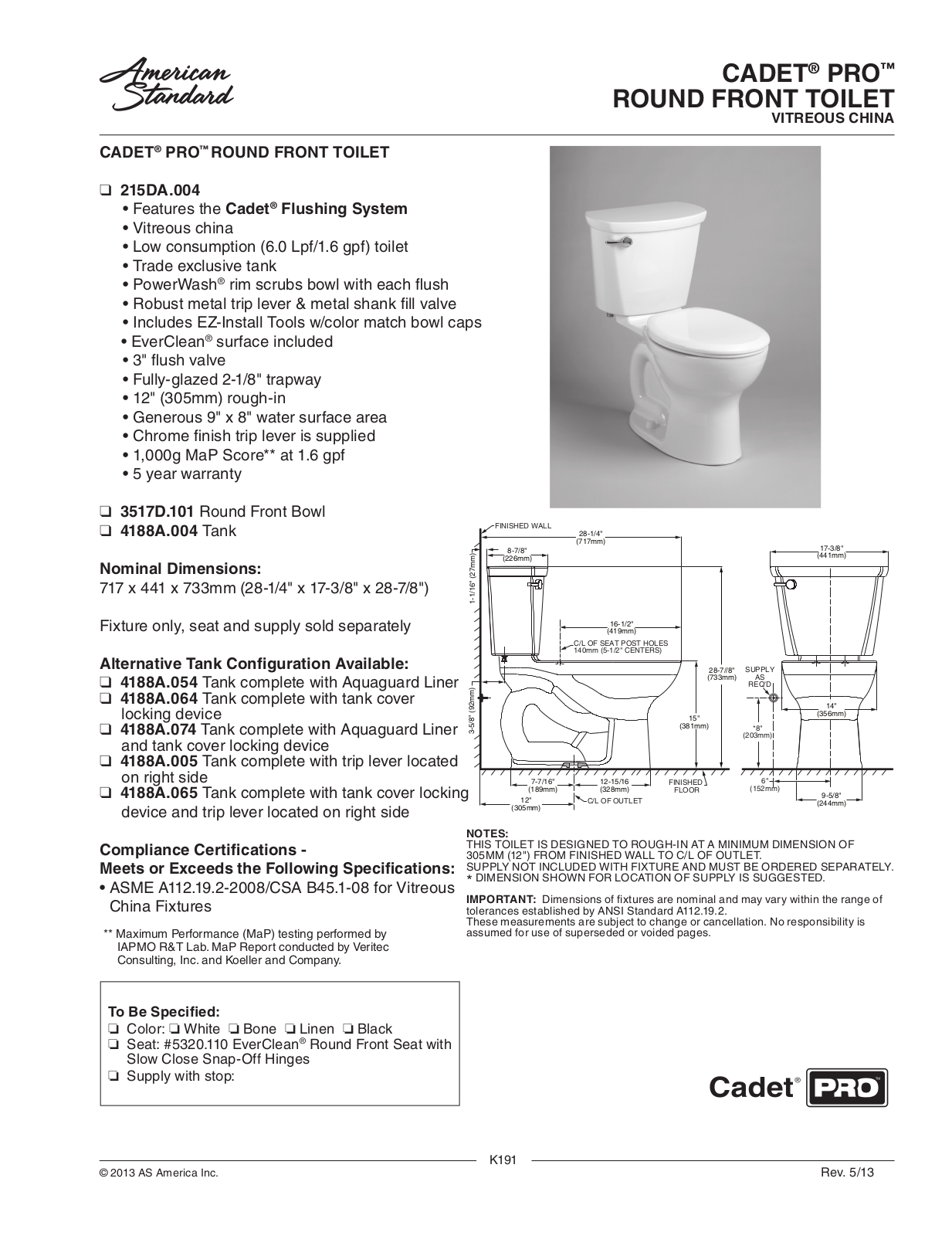 American Standard ASD10289 Specifications - ManualMachine.com