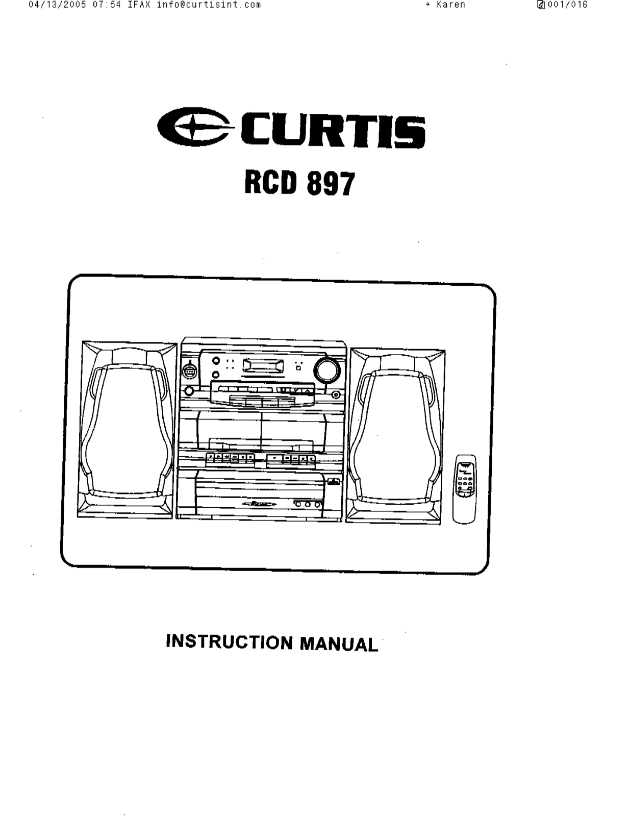 CURTIS RCD897 User Manual