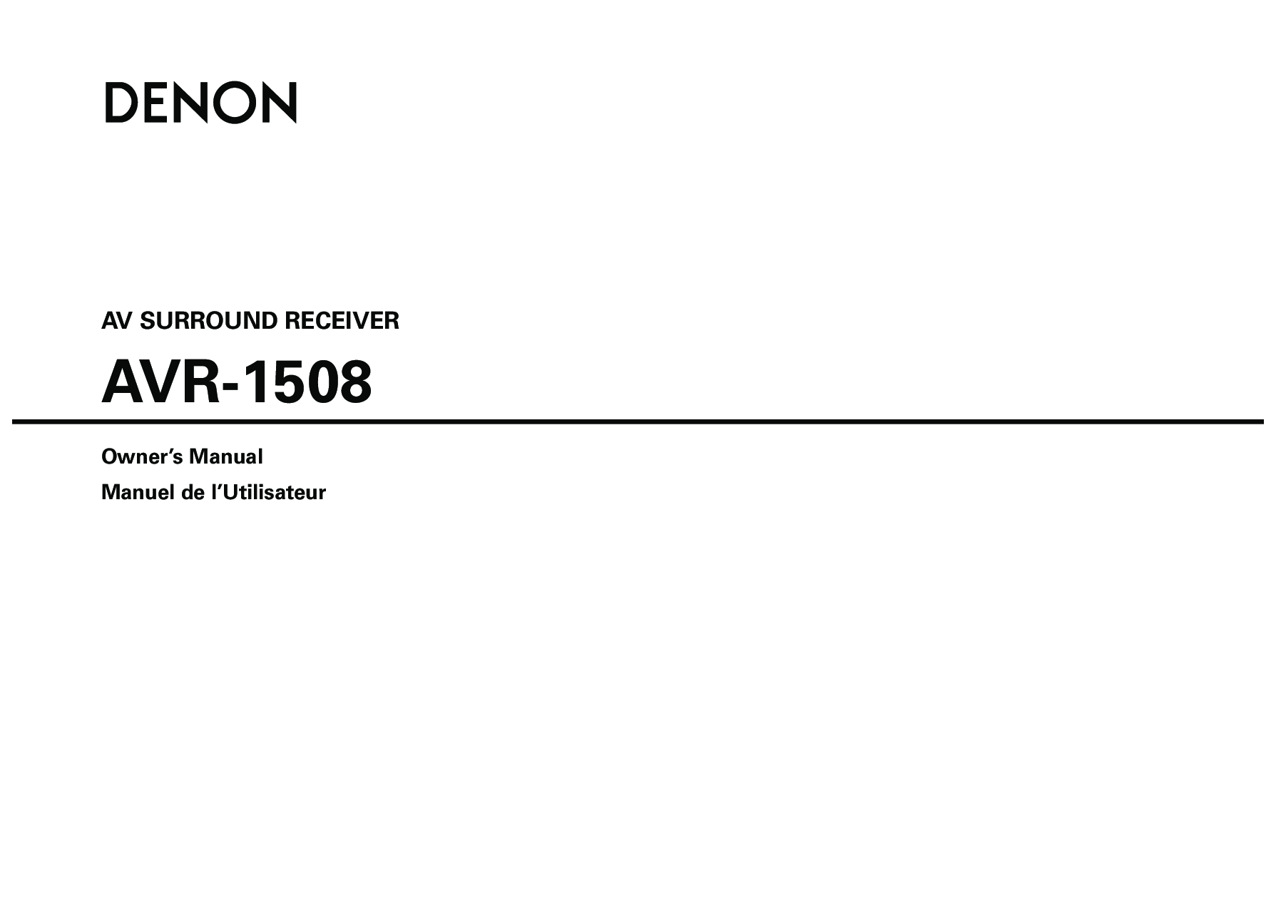 Denon AVR-1508 User Manual