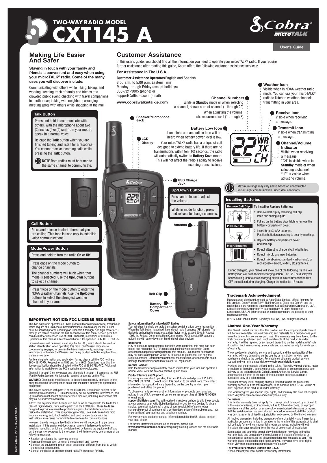 Cobra CXT145 A User Manual