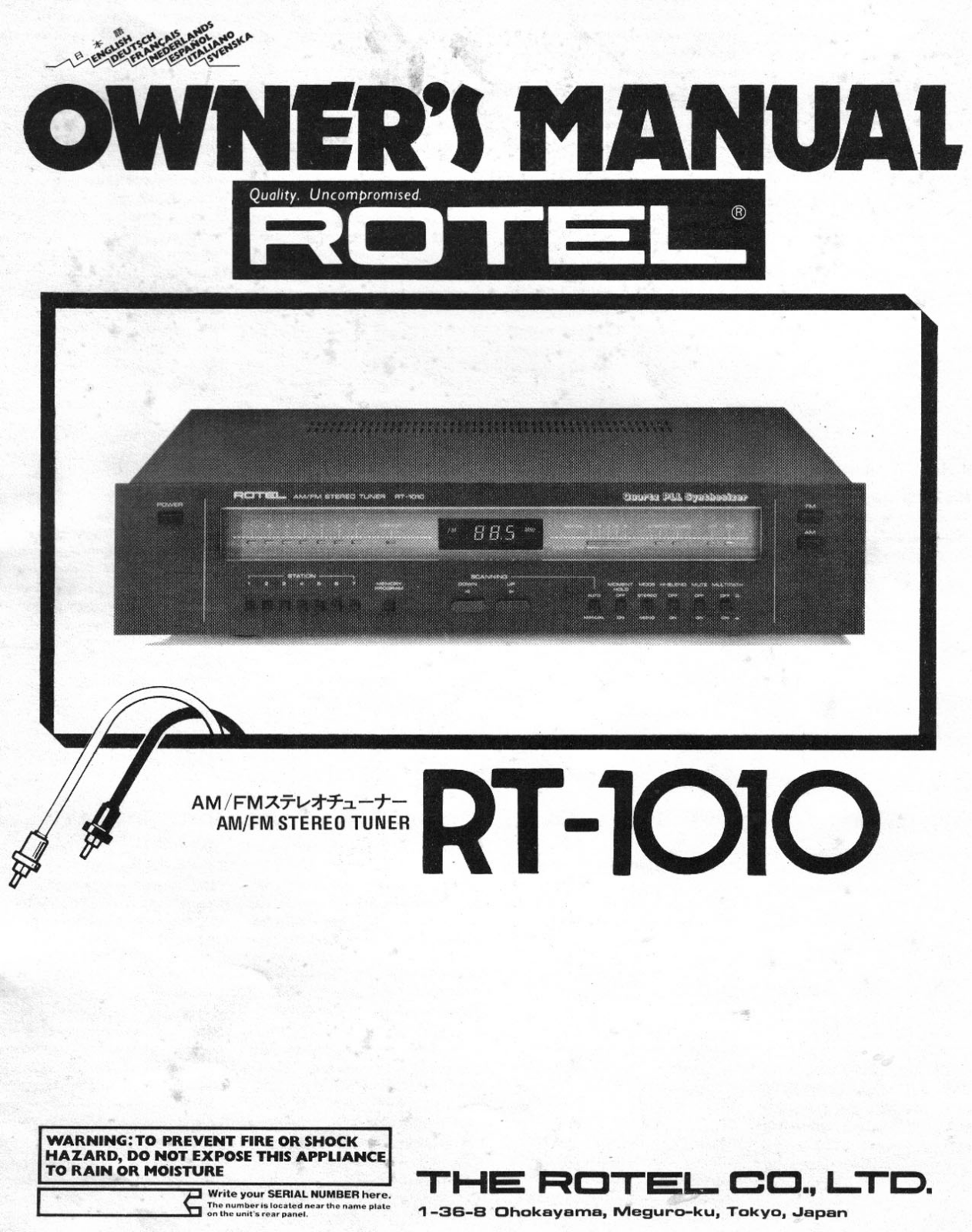 Rotel RT-1010 User Manual