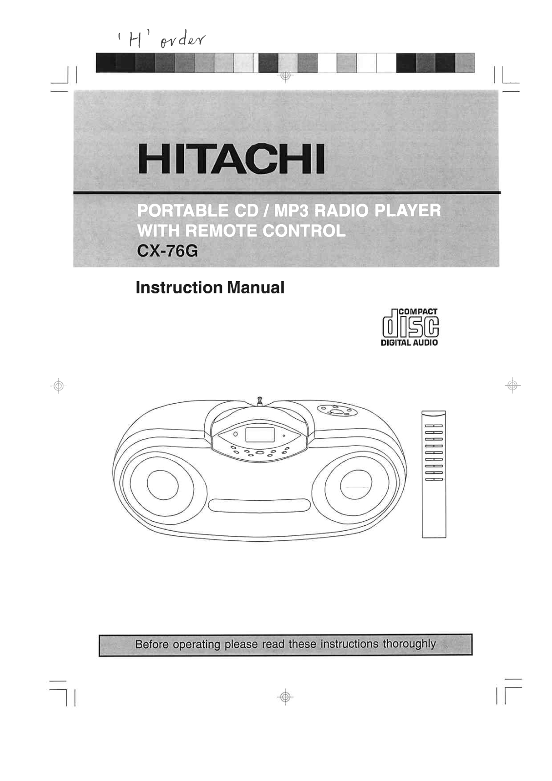 Hitachi CX-76G User Manual