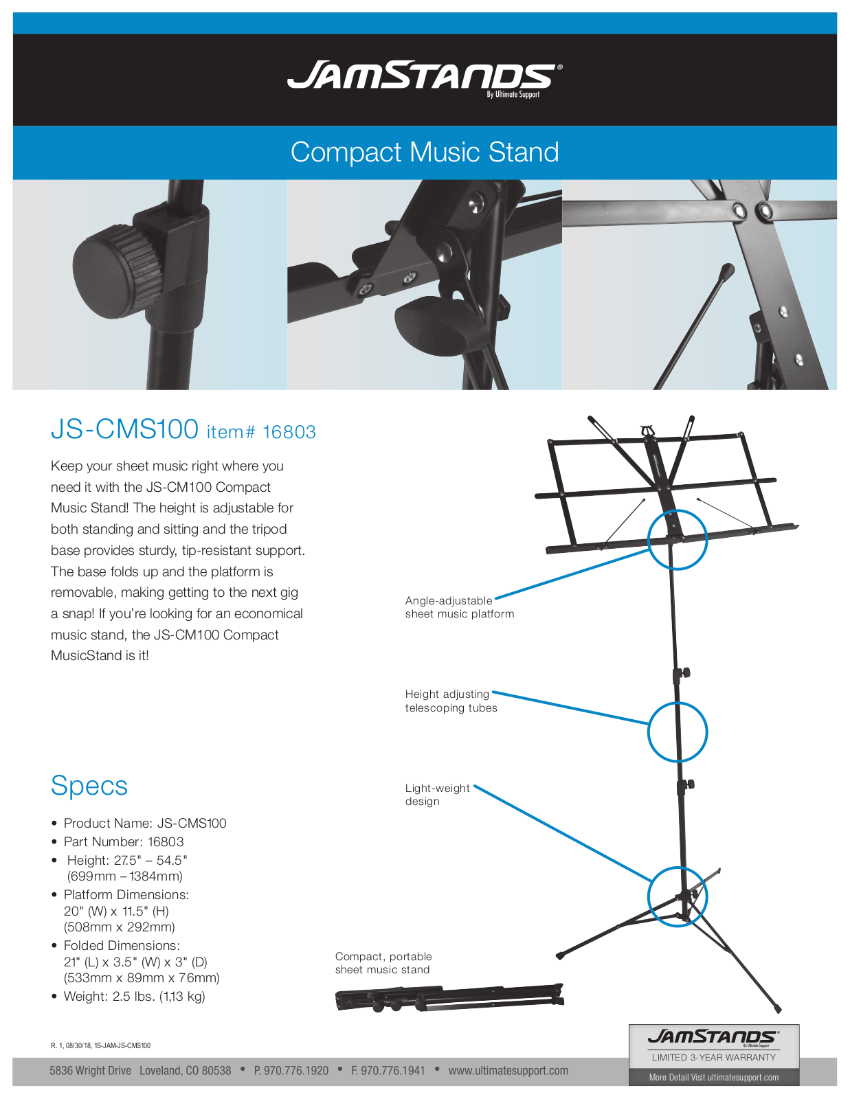 Ultimate Support JS-CMS100 Users Manual - ManualMachine.com