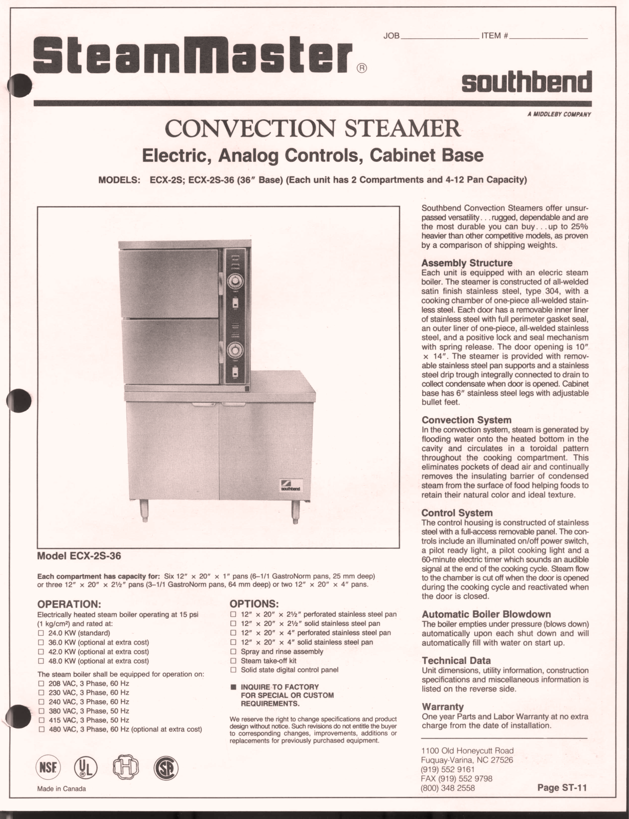 Southbend ECX-2S-36, ECX-2S User Manual