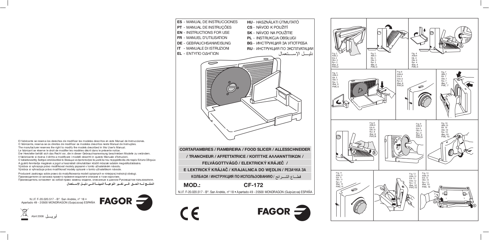 Fagor CF-172 User Manual