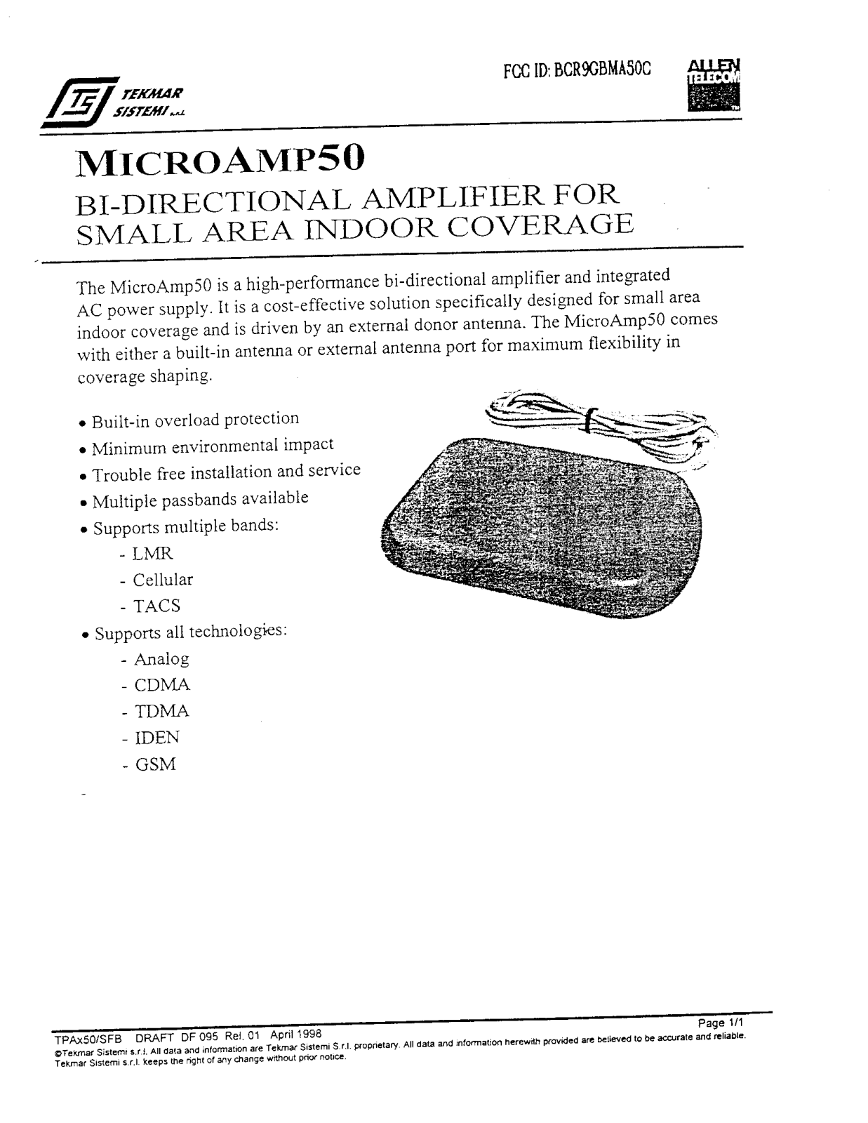 Andrew Wireless Innovations Group 9GBMA50C brochure