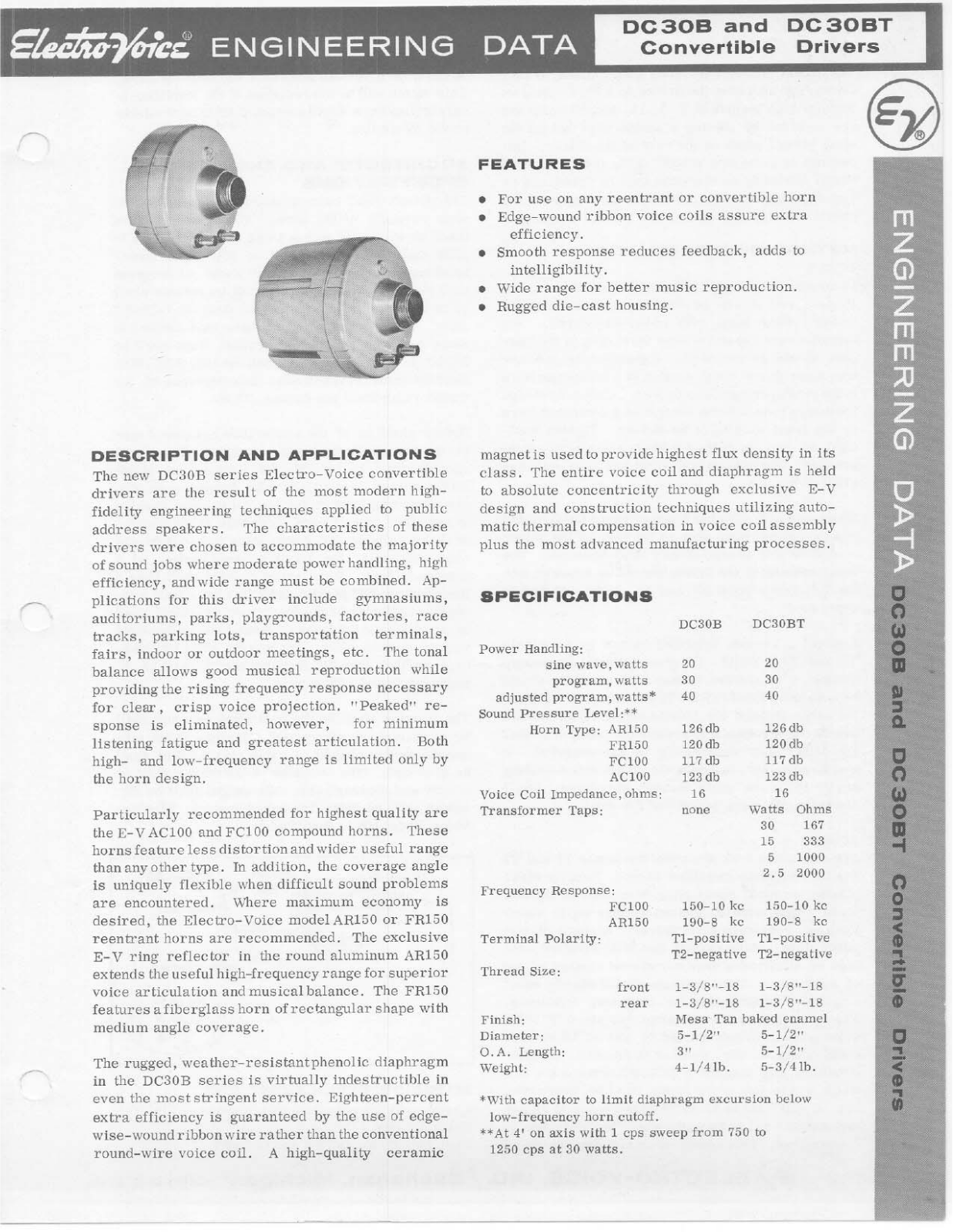 Electro-voice DC30T, DC30B User Manual