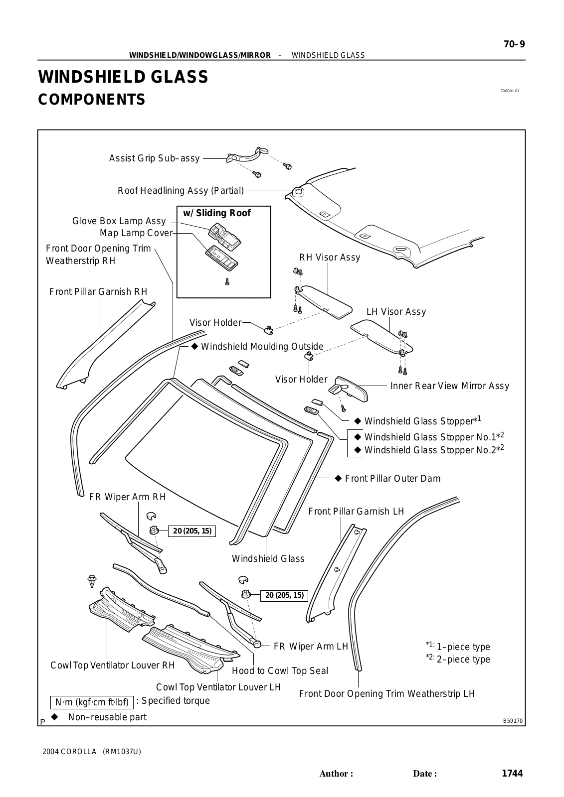 Toyota Corolla 2004 Repair Manual - WINDSHIELD GLASS