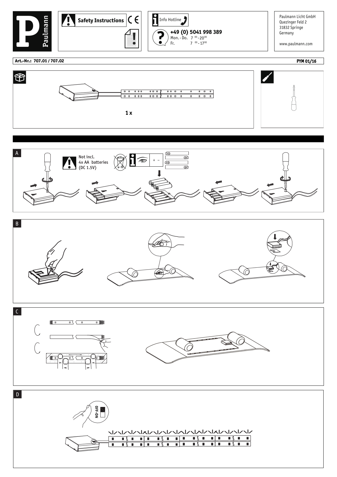 Paulmann 70701, 70702 Safety instructions