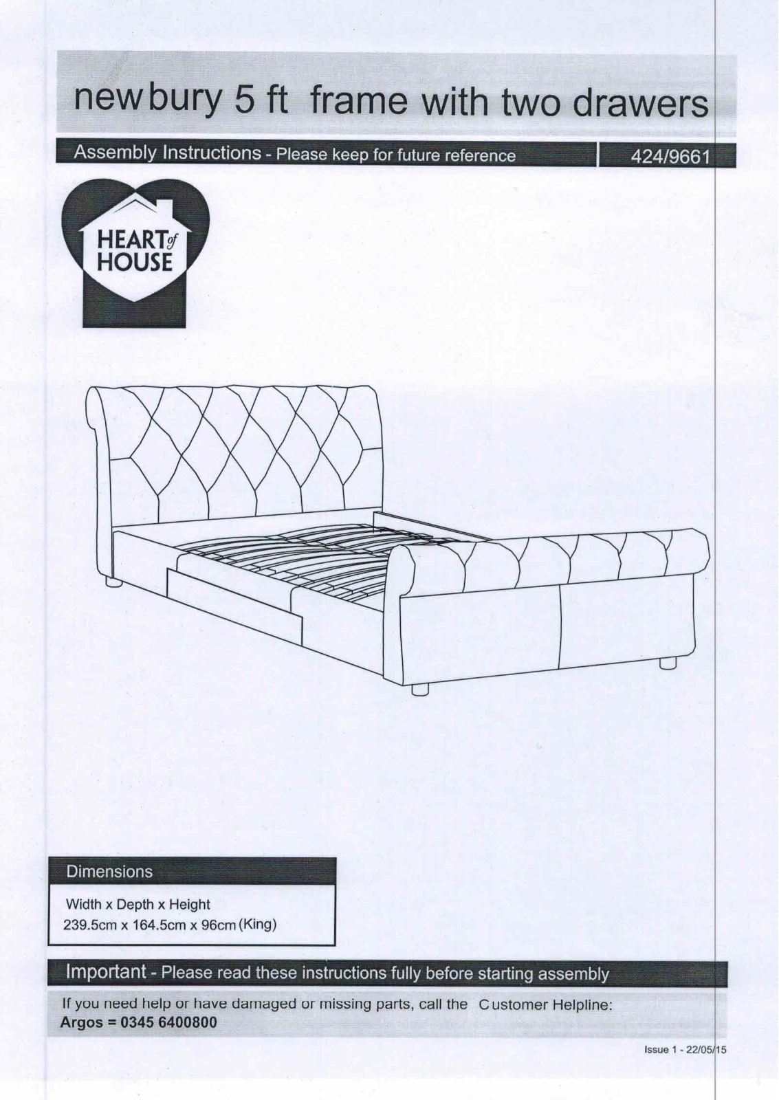 Argos 4249661 ASSEMBLY INSTRUCTIONS