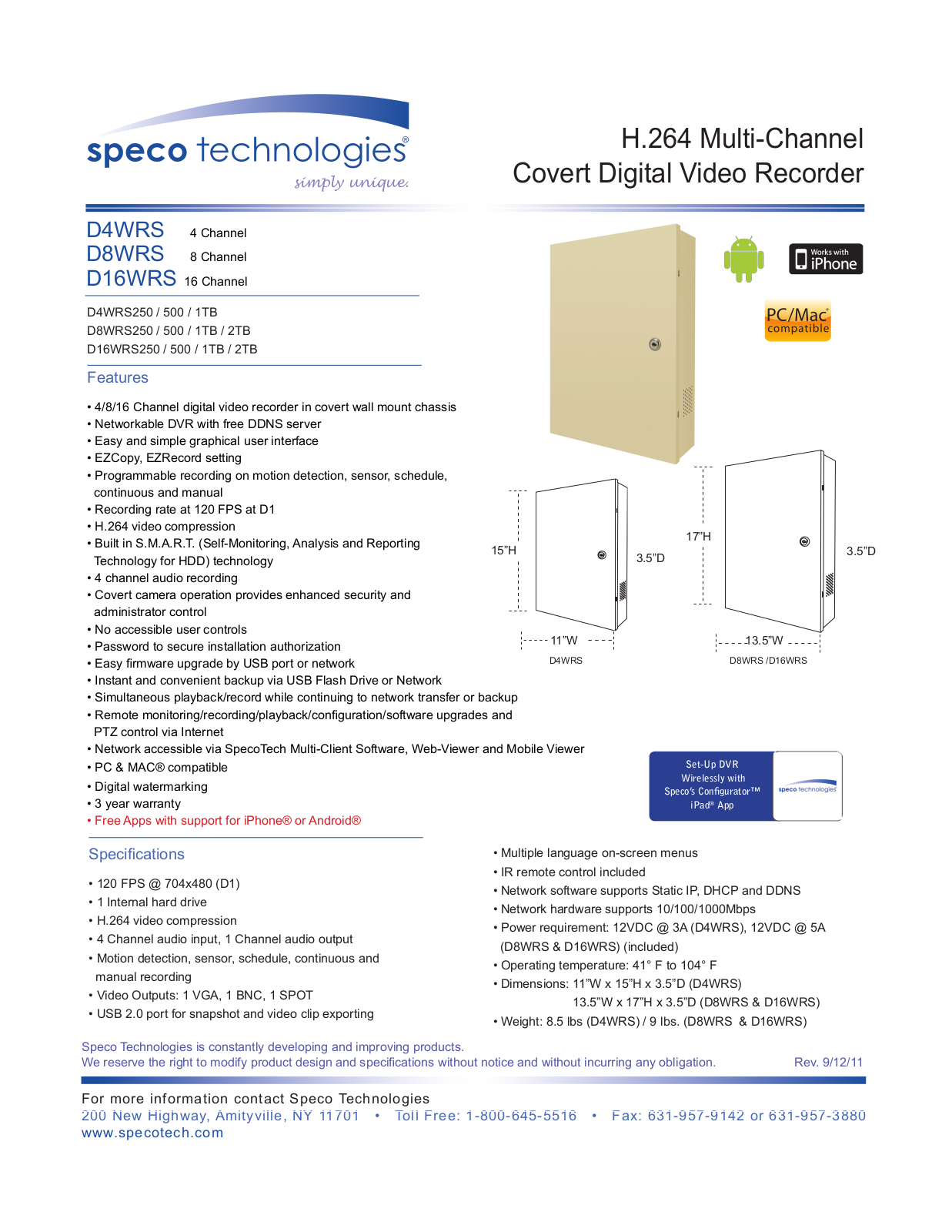 Speco Technologies D4WRS, D16WRS, D8WRS User Manual