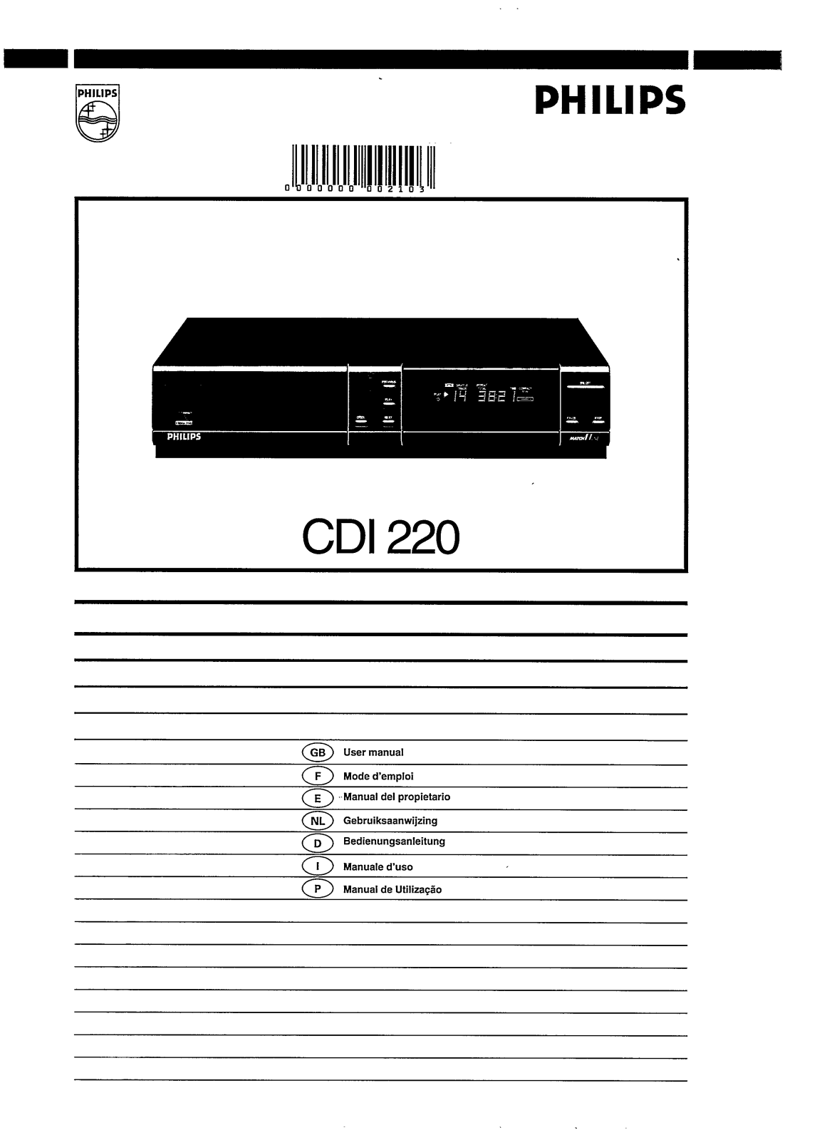 Philips CDI220/P0P, CDI220/P0C, CDI220/97, CDI220/85, CDI220/83 User Manual