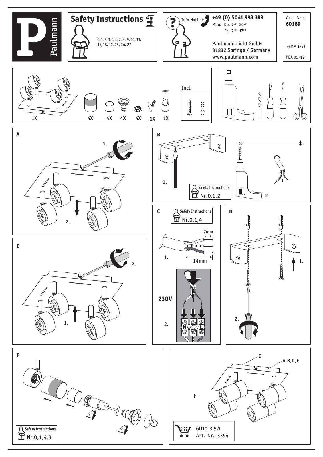 Paulmann 60189 Safety instructions - ManualMachine.com