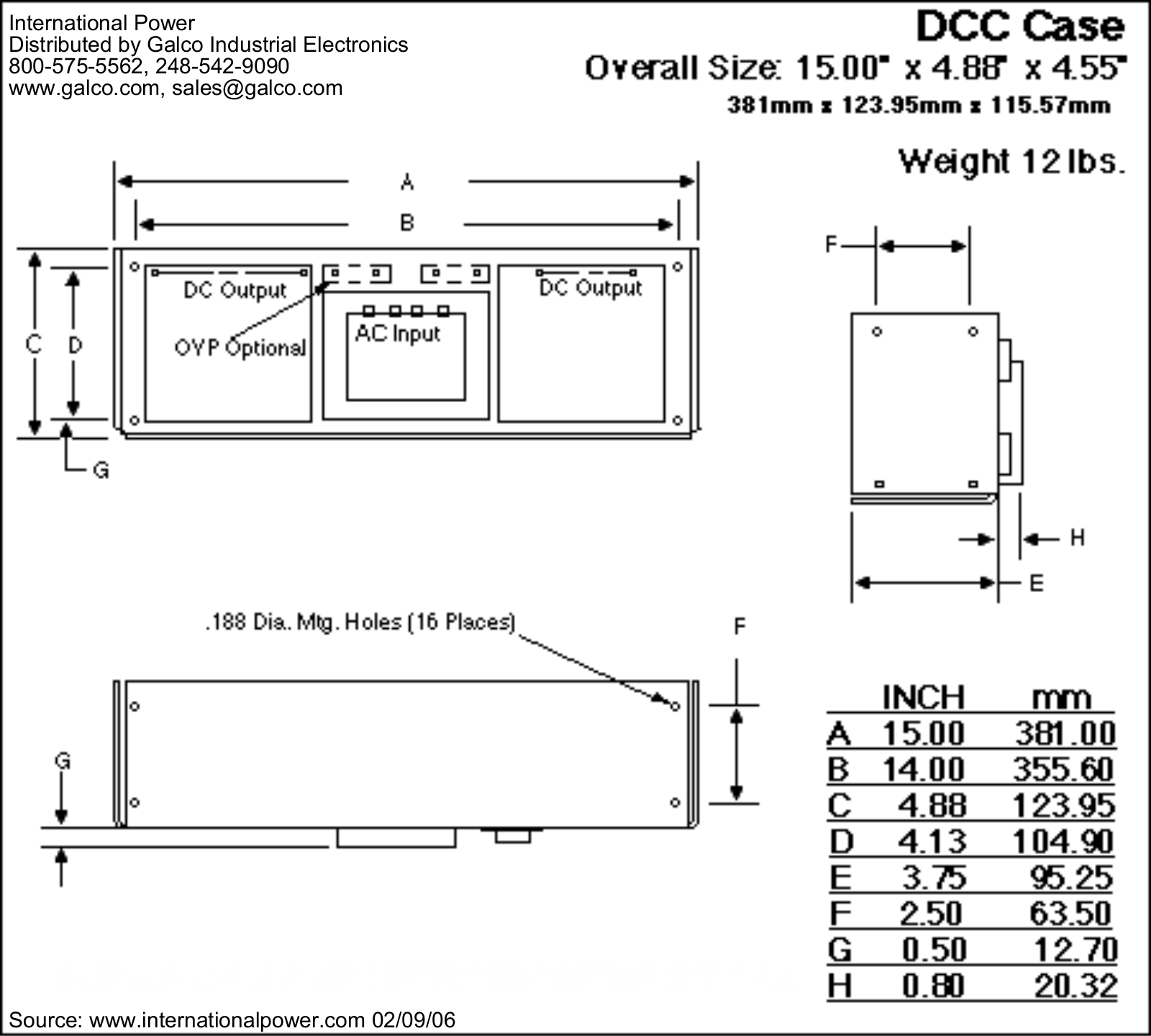 International Power DCC Case Dimensional Sheet - ManualMachine.com