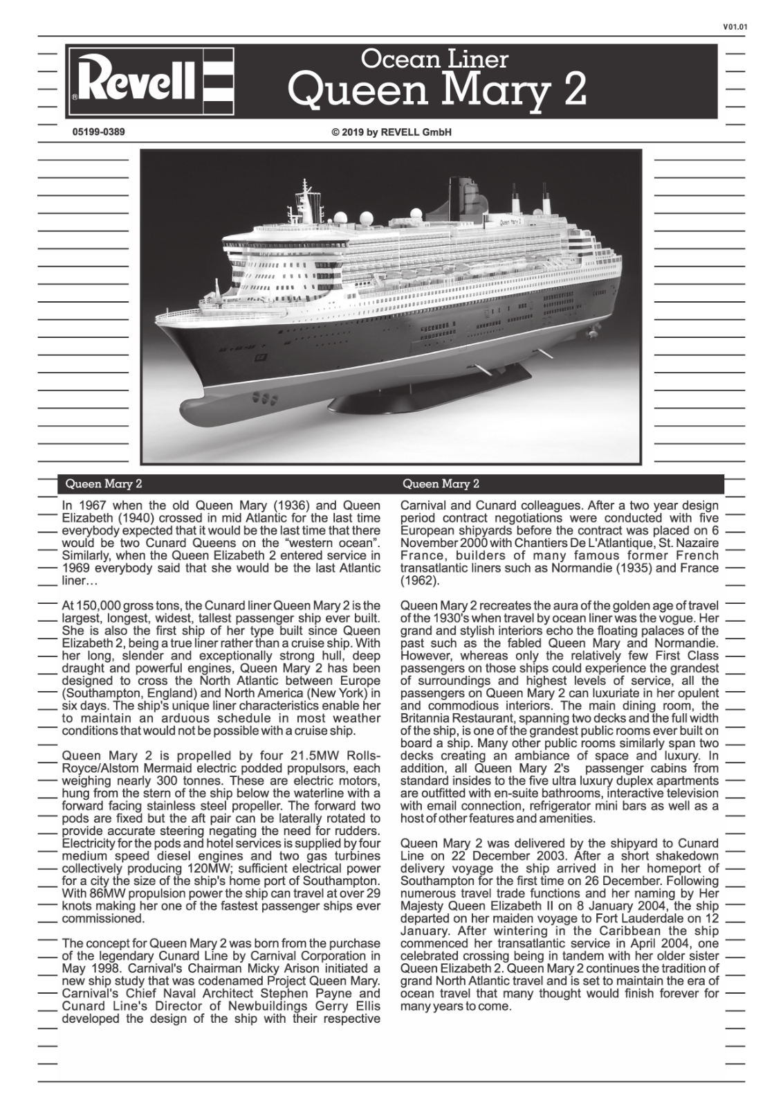 Revell Queen Mary 2 Service Manual