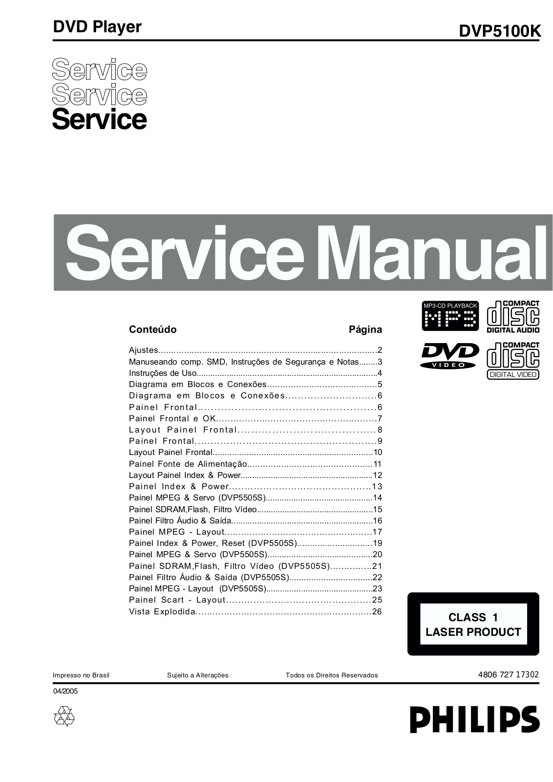 Philips DVP-5100-K Service manual