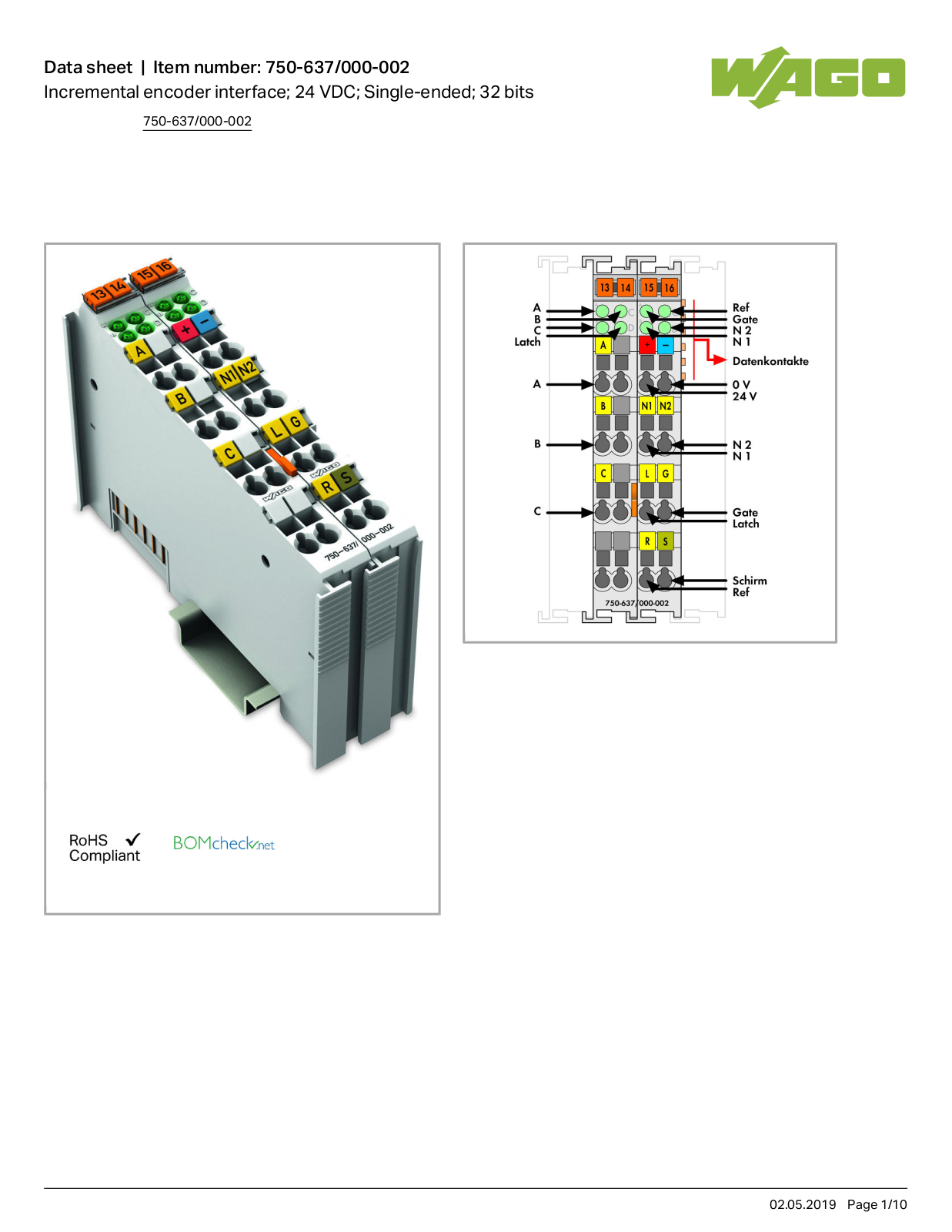 Wago 750-637/000-002 Data Sheet