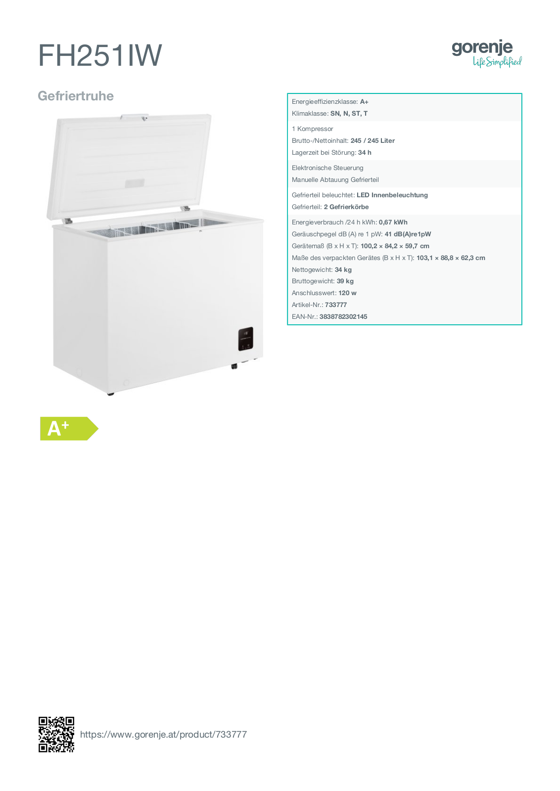 Gorenje FH251IW User Manual