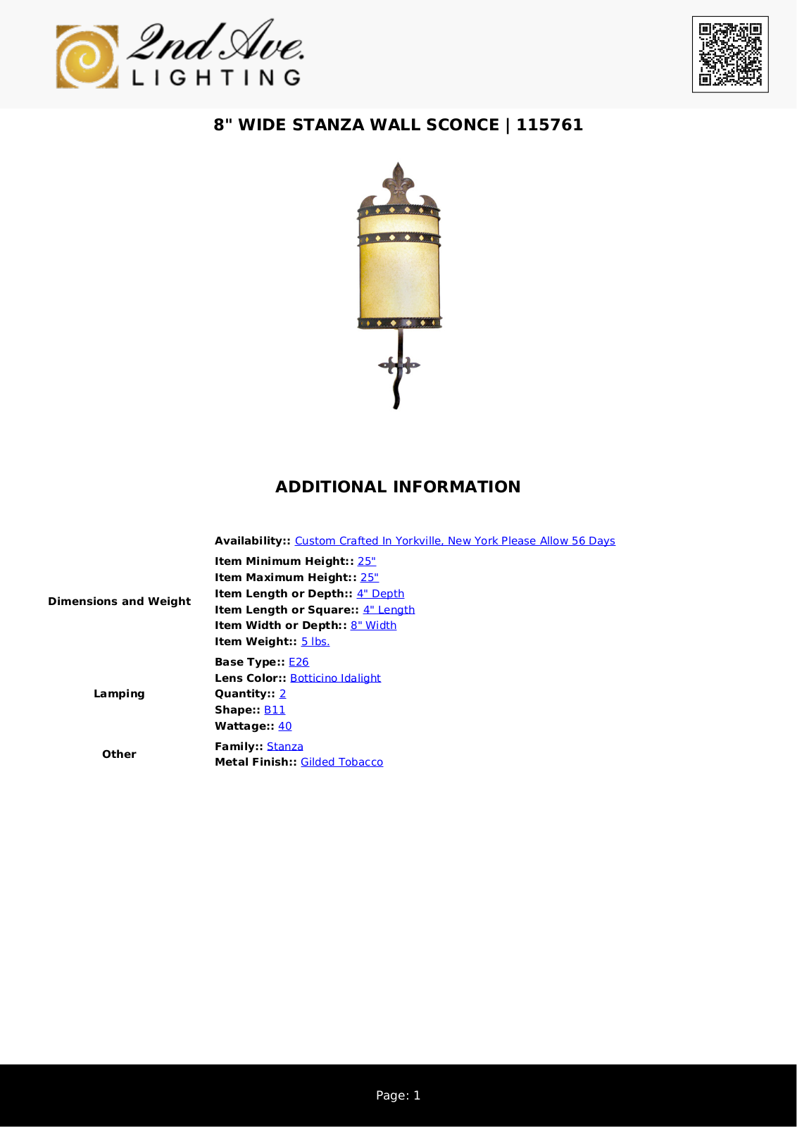 2nd Ave Design W008326328 Specifications - ManualMachine.com