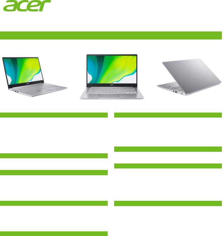 Acer SF314-59-52A6 Technical data