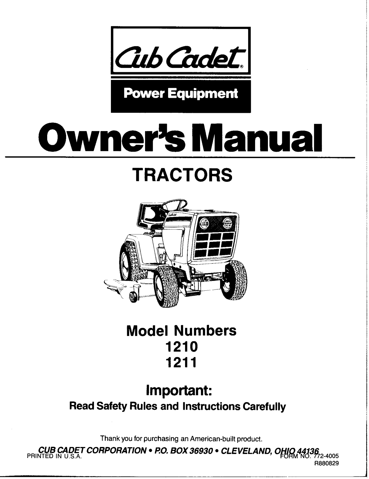 Cub Cadet 1210, 1204 User Manual