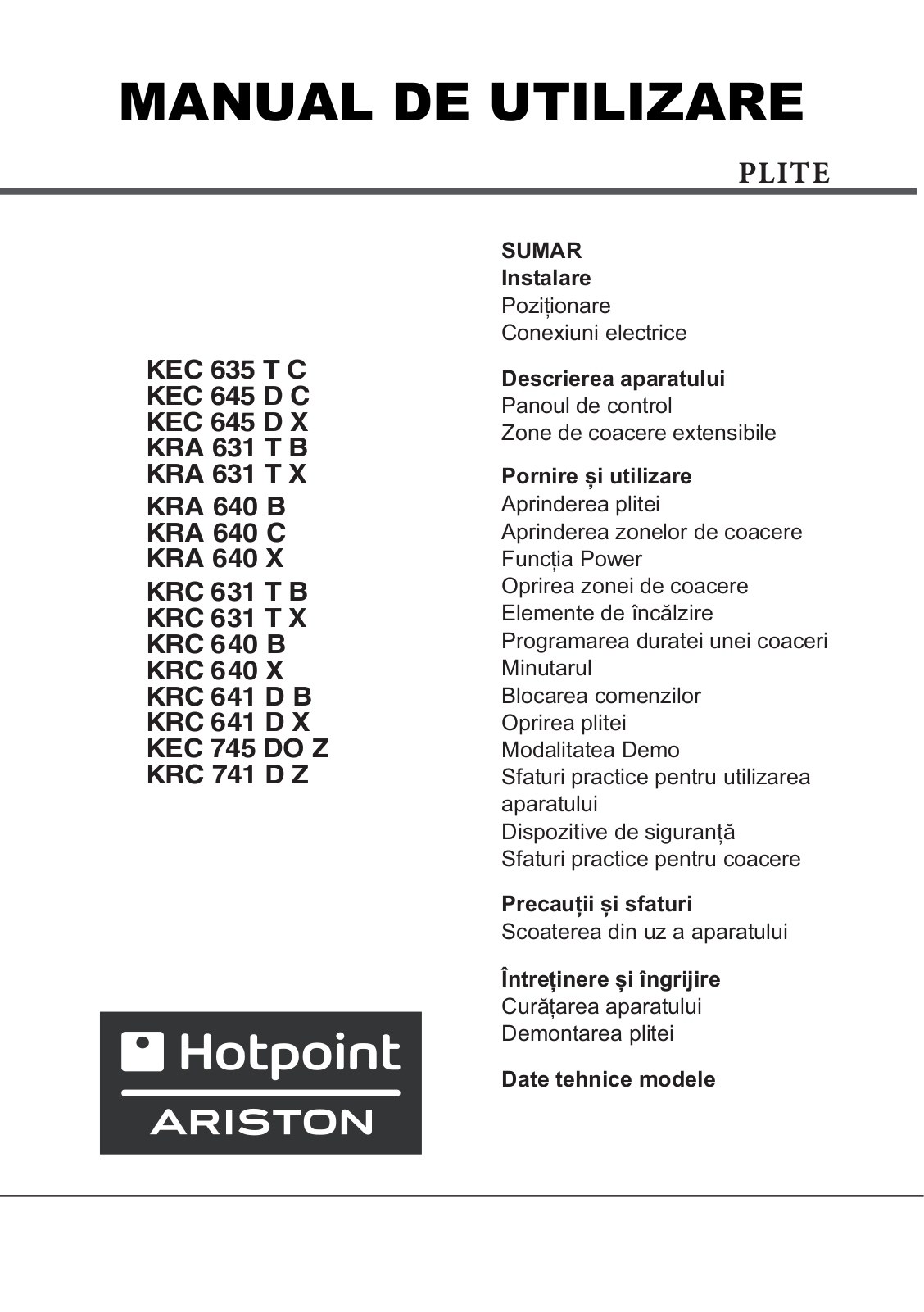 HOTPOINT/ARISTON KRC 641 D B User Manual