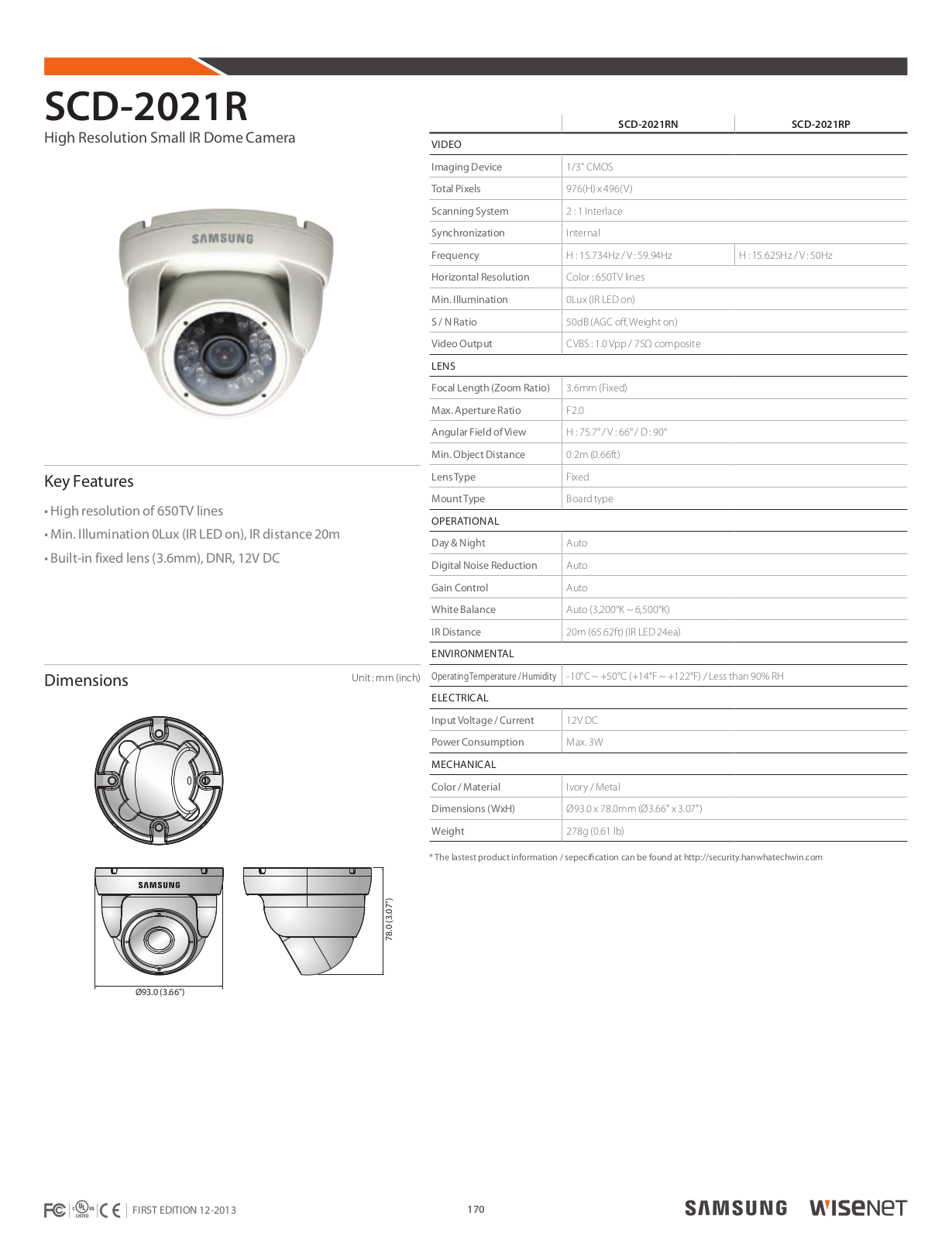 Samsung SCD-2021R, SCD-2021RN Specsheet