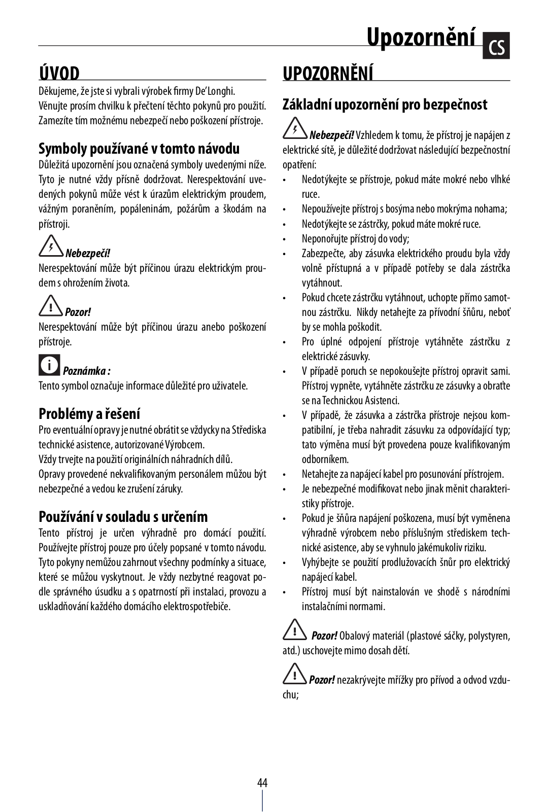 DeLonghi AC150 User Manual