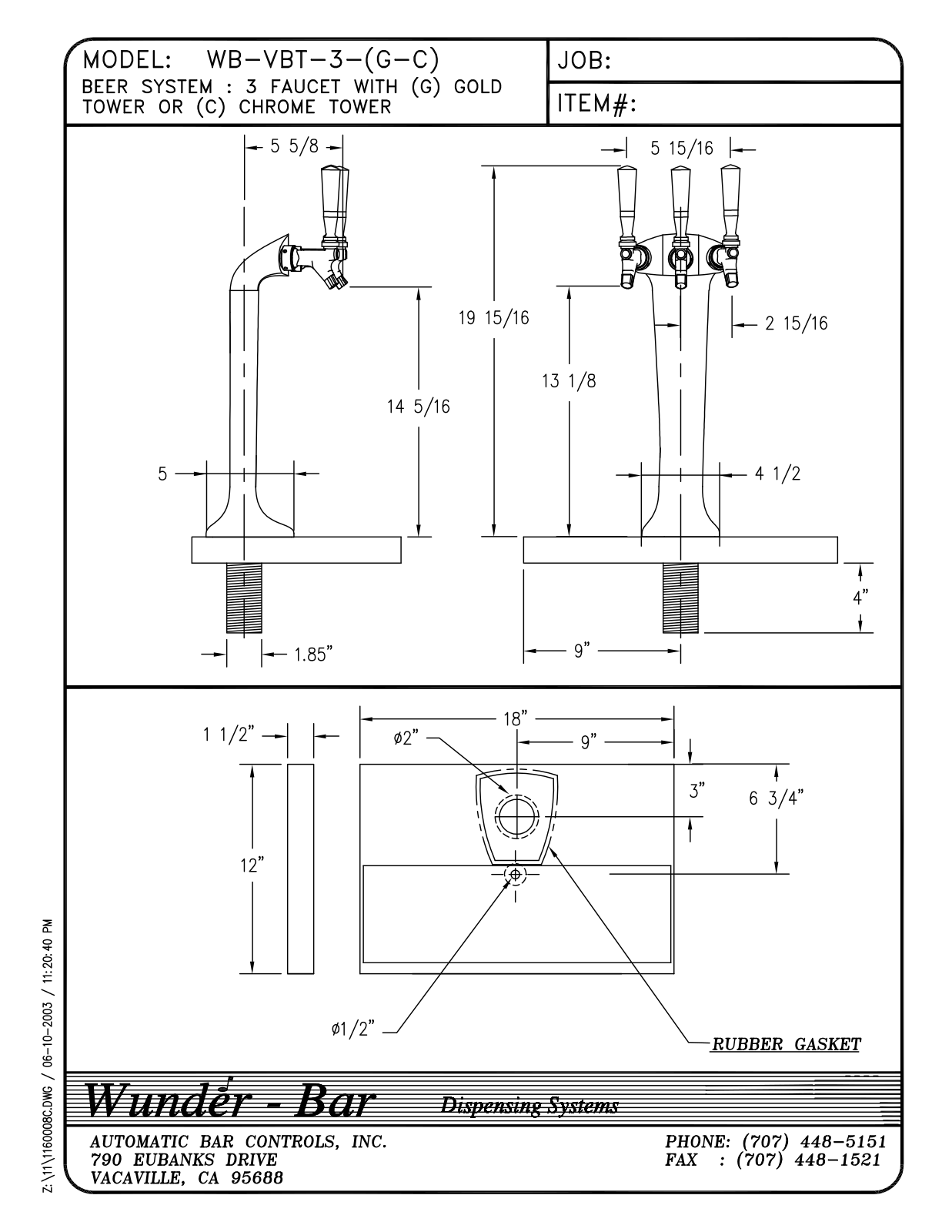 Wunder Bar WB-VBT-3-G User Manual