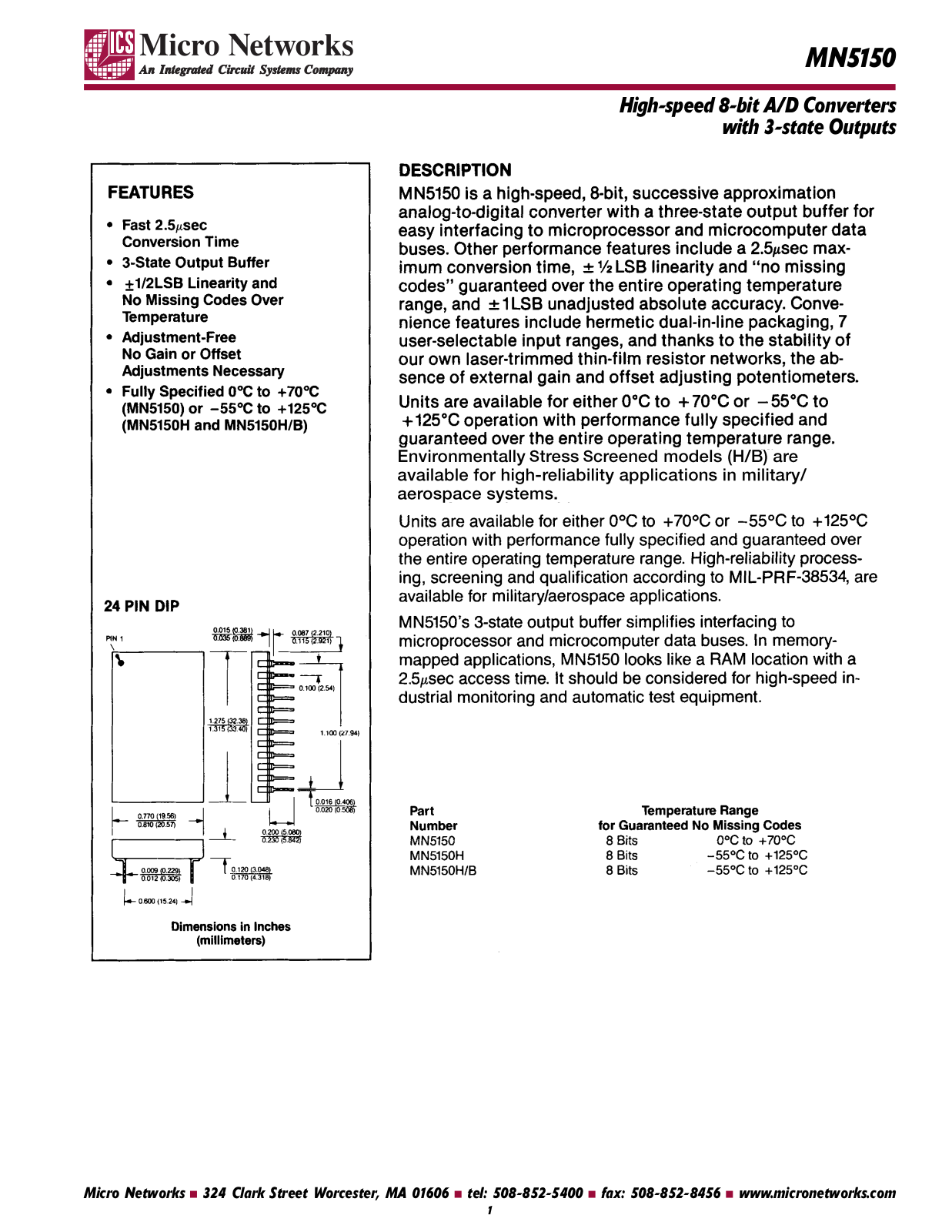 Micronetworks MN5150H, MN5150H-B, MN5150 Datasheet