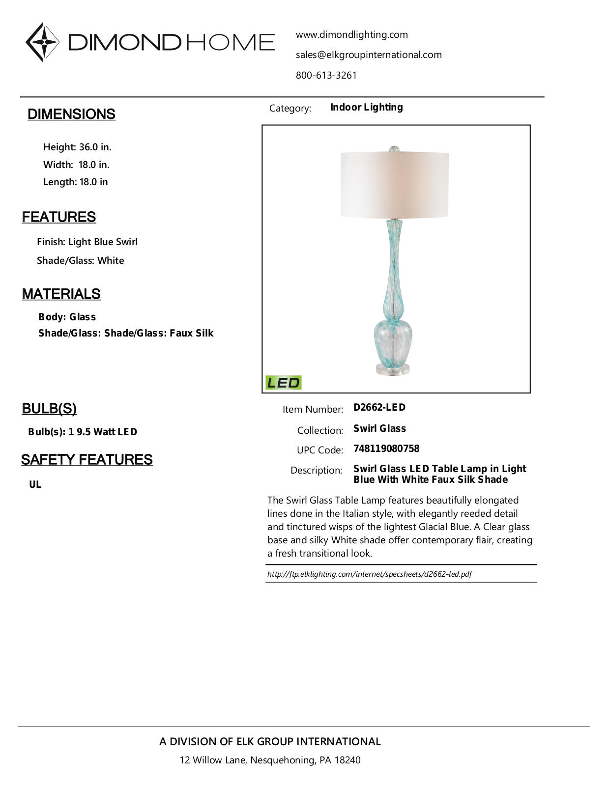 ELK Home D2662LED User Manual