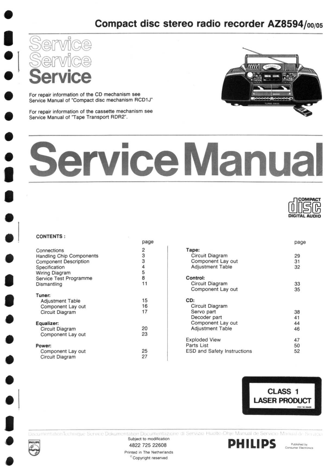 Philips AZ-8594 Service Manual