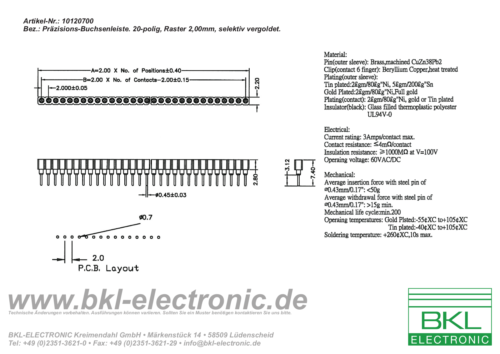 BKL BKL 10120700 Datasheet - ManualMachine.com