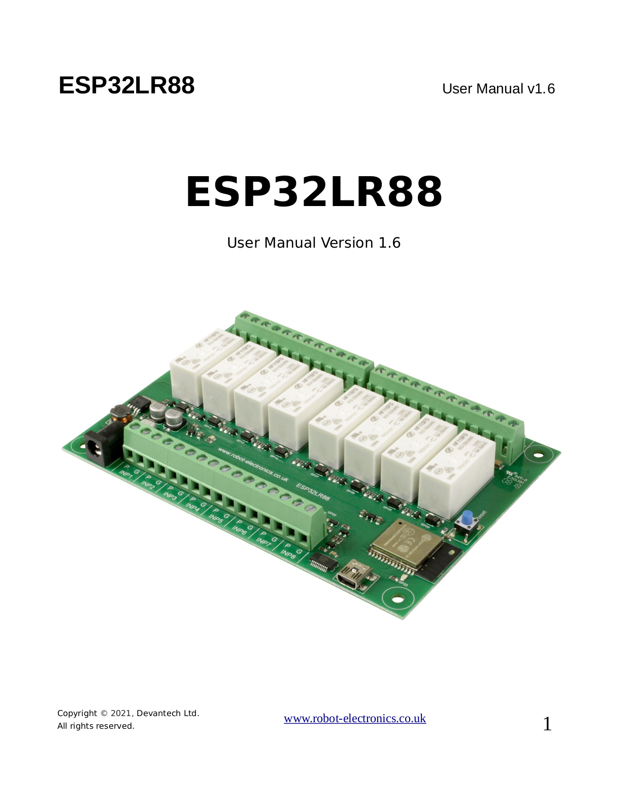 Robot Electronics ESP32LR88 User's Manual