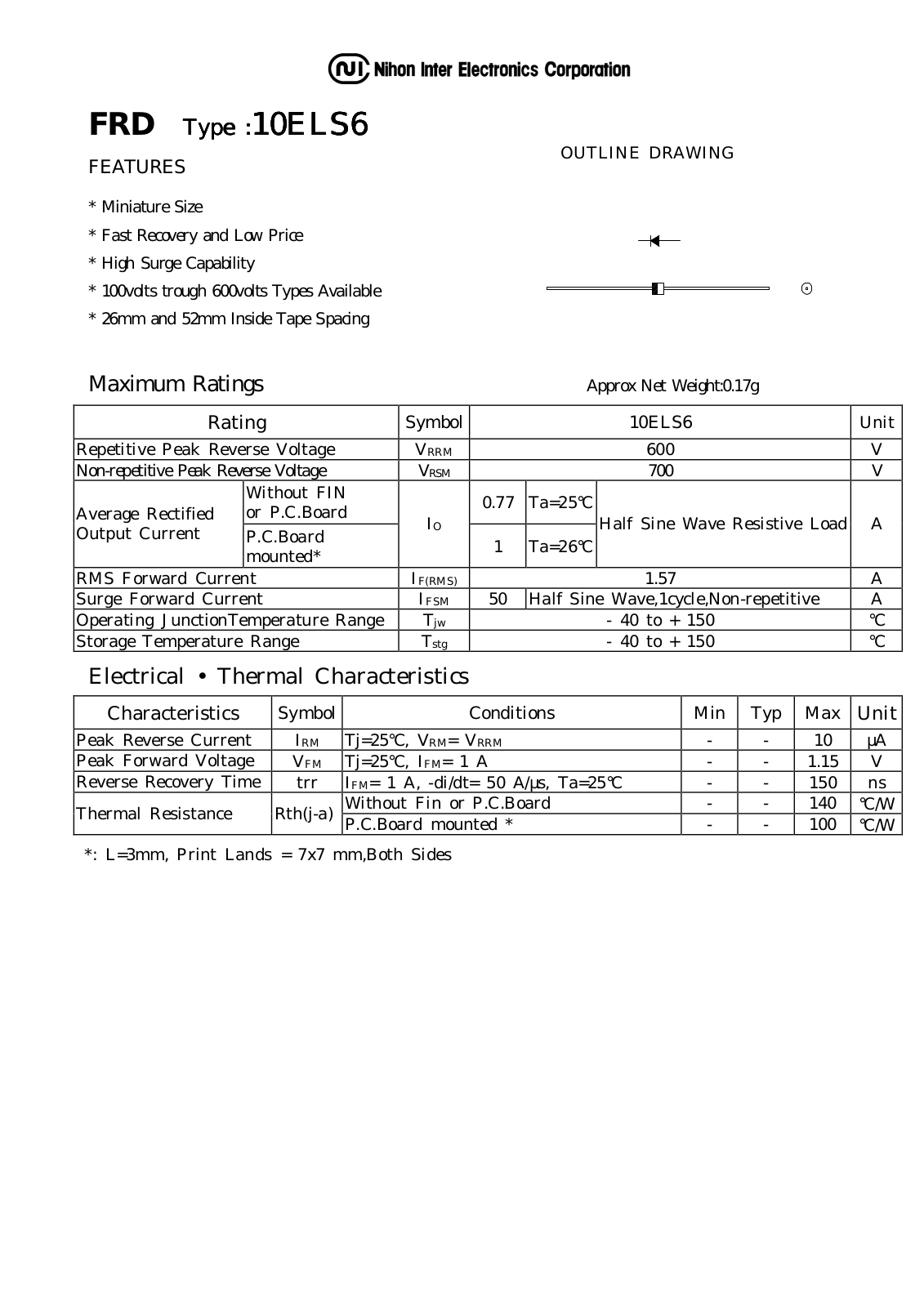 NIHON 10ELS6 Datasheet