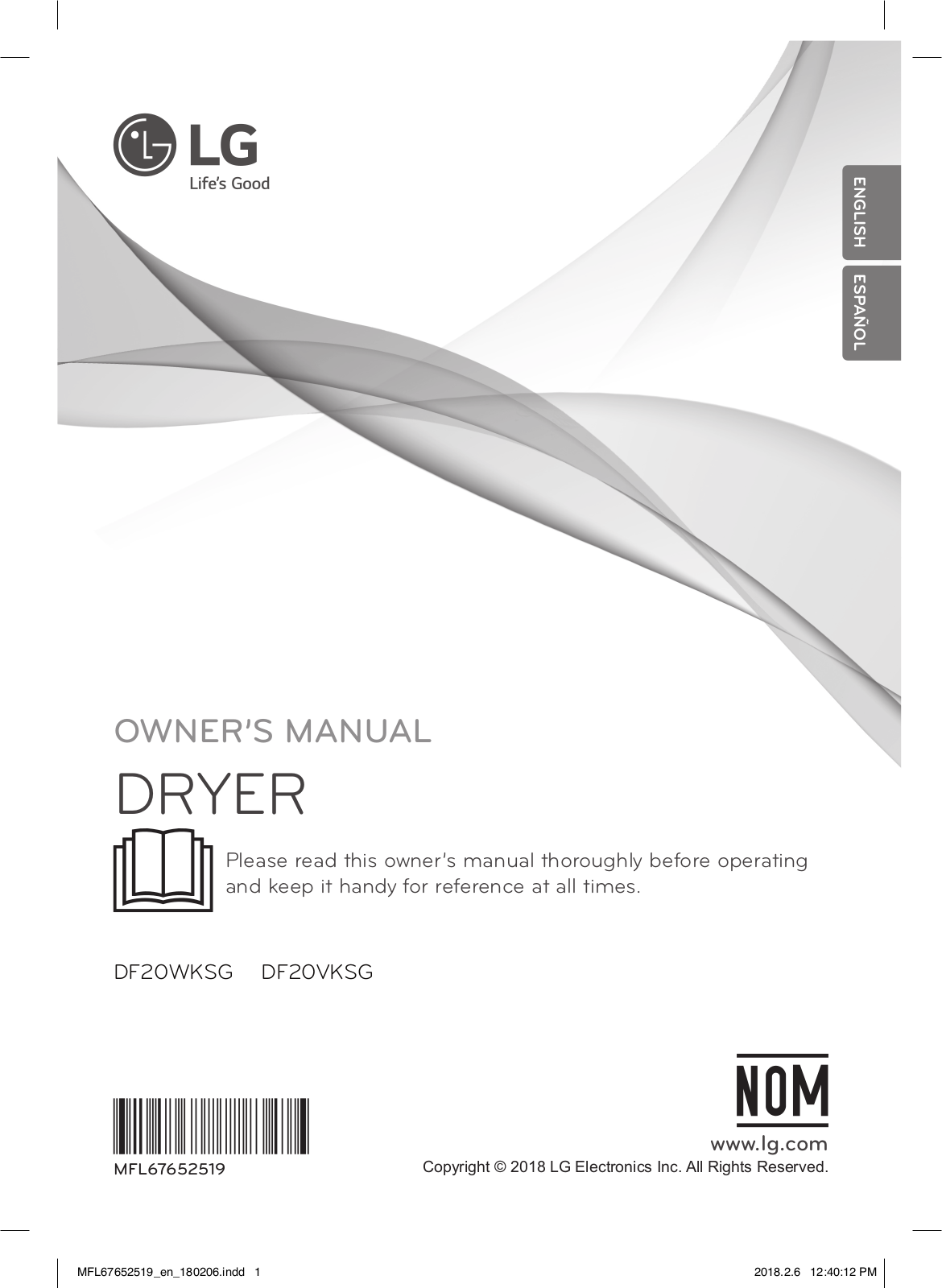 LG DF20WKSG Owner's Manual