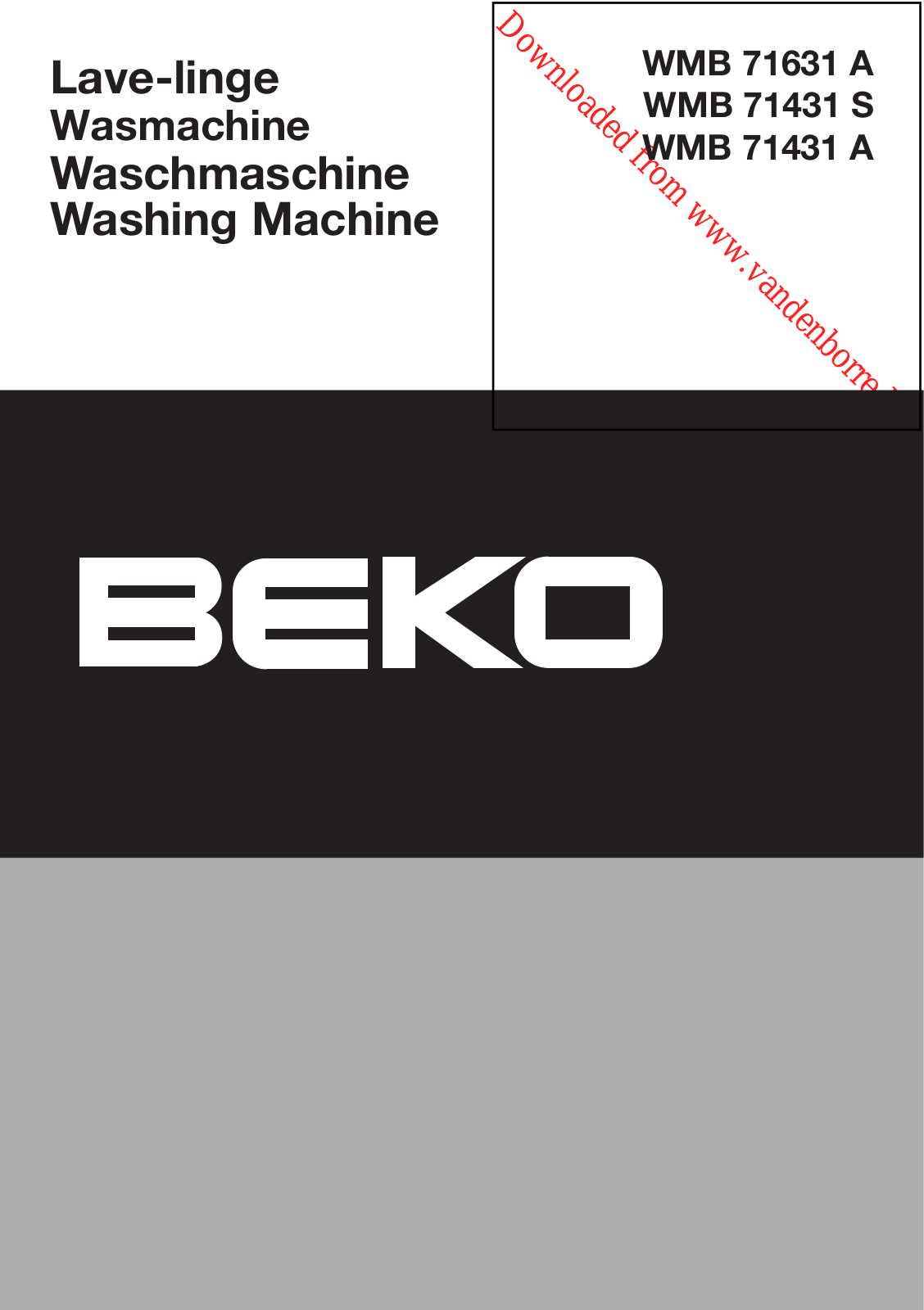 Beko WMB 71631 A Operating Instructions